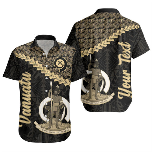 Vanuatu Short Sleeve Shirt Custom Melanesia Tribal Golden Coconut