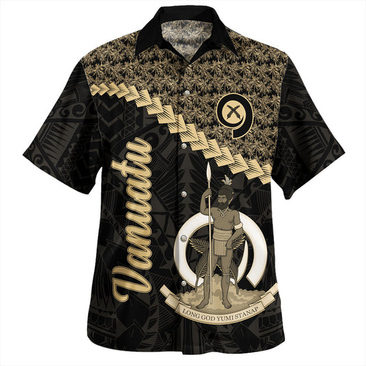 Vanuatu Hawaiian Shirt Custom Melanesia Tribal Golden Coconut