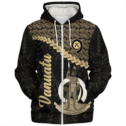 Vanuatu Sherpa Hoodie Custom Melanesia Tribal Golden Coconut