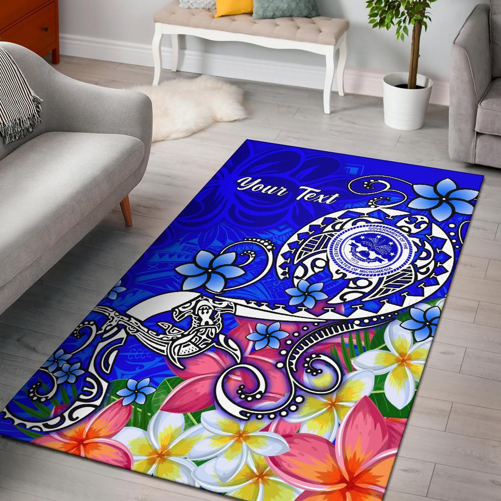 FSM Custom Personalised Area Rug - Turtle Plumeria (Blue)