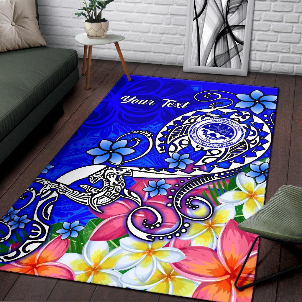 FSM Custom Personalised Area Rug - Turtle Plumeria (Blue)