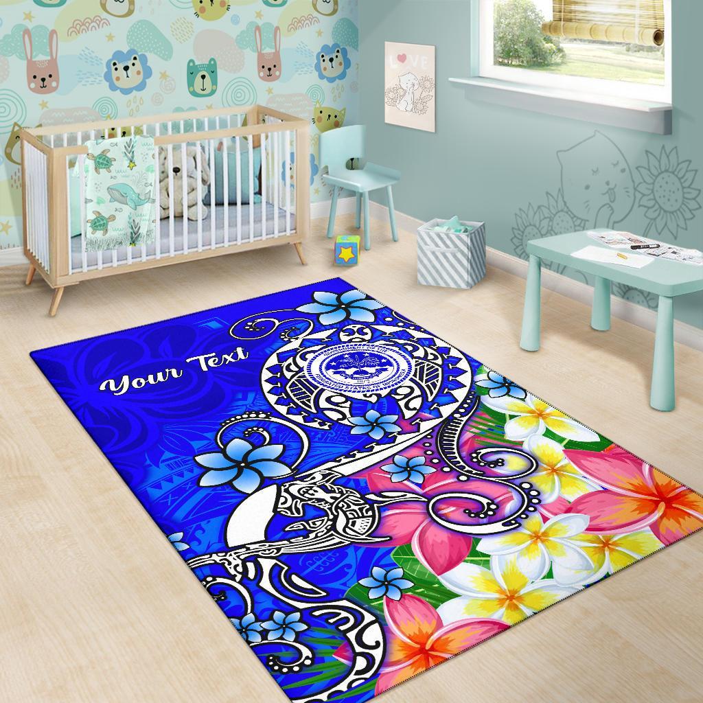 FSM Custom Personalised Area Rug - Turtle Plumeria (Blue)