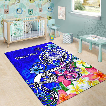 FSM Custom Personalised Area Rug - Turtle Plumeria (Blue)