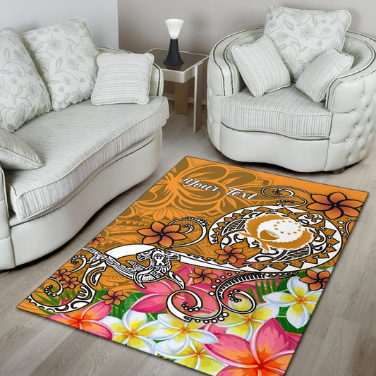 Pohnpei Custom Personalised Area Rug- Turtle Plumeria (Gold)