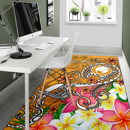 Pohnpei Custom Personalised Area Rug- Turtle Plumeria (Gold)
