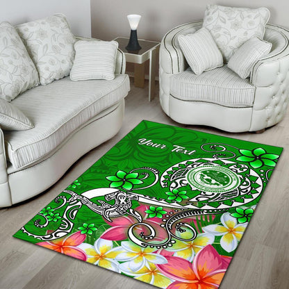 FSM Custom Personalised Area Rug - Turtle Plumeria (Green)
