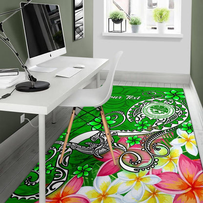 FSM Custom Personalised Area Rug - Turtle Plumeria (Green)