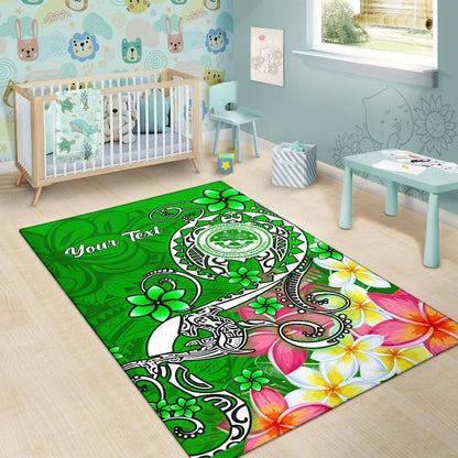 FSM Custom Personalised Area Rug - Turtle Plumeria (Green)