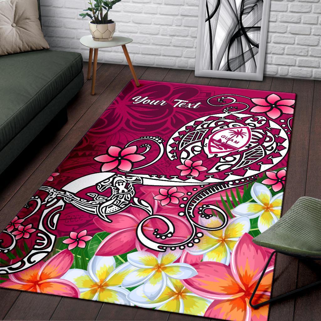 Guam Custom Personalised Area Rug - Turtle Plumeria (Pink)
