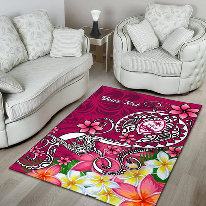 Guam Custom Personalised Area Rug - Turtle Plumeria (Pink)