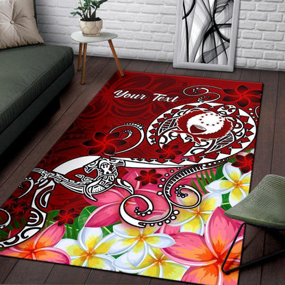 Pohnpei Custom Personalised Area Rug - Turtle Plumeria (Red)
