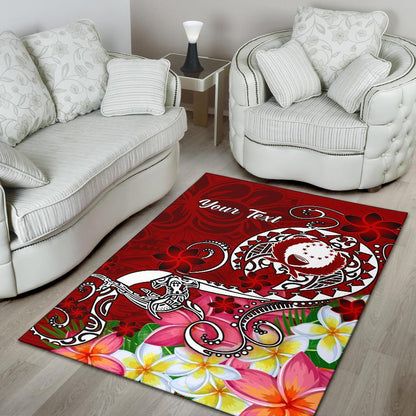 Pohnpei Custom Personalised Area Rug - Turtle Plumeria (Red)