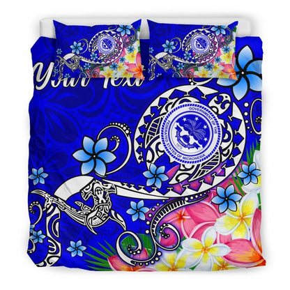 FSM Custom Personalised Bedding Set - Turtle Plumeria (Blue)
