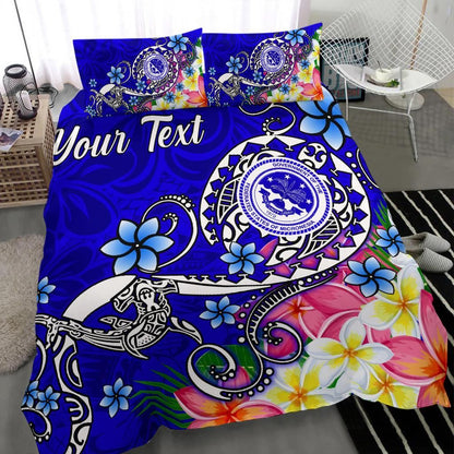 FSM Custom Personalised Bedding Set - Turtle Plumeria (Blue)