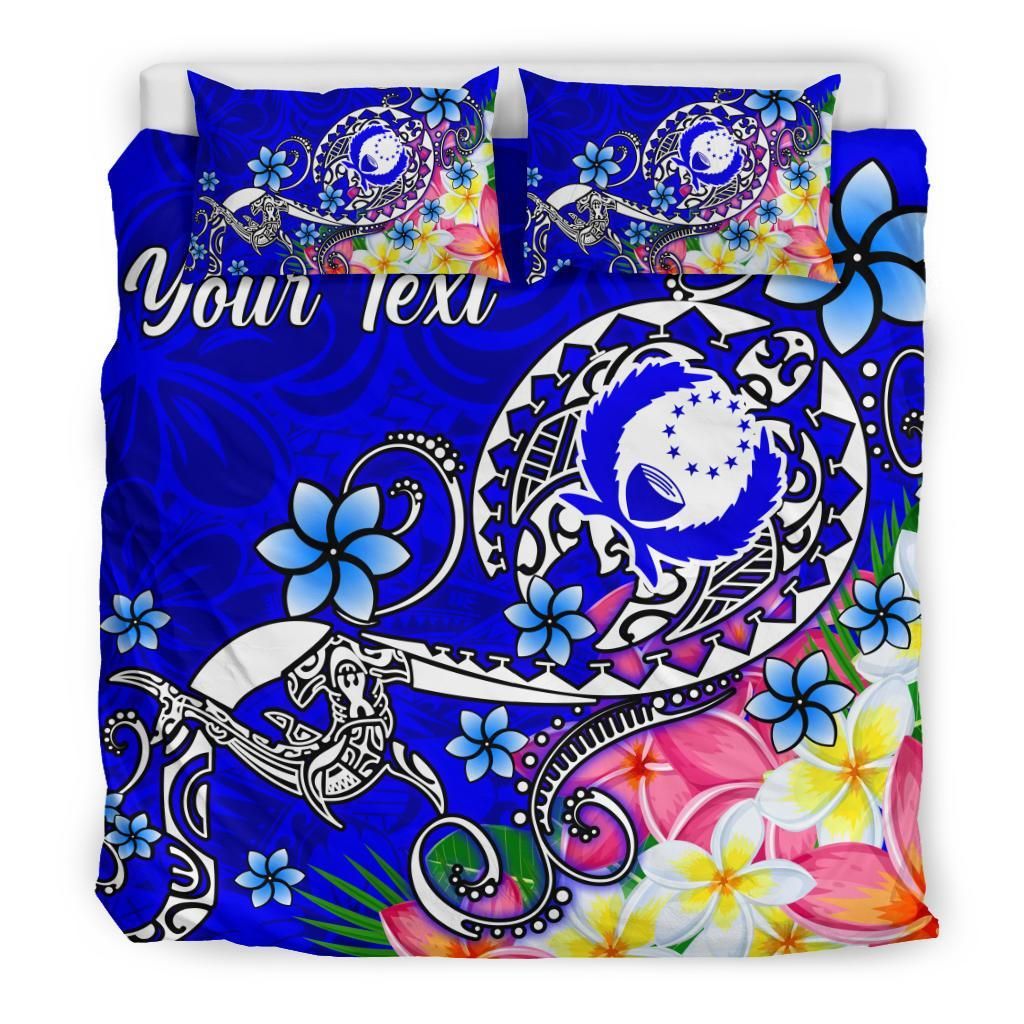Pohnpei Custom Personalised Bedding Set - Turtle Plumeria (Blue)