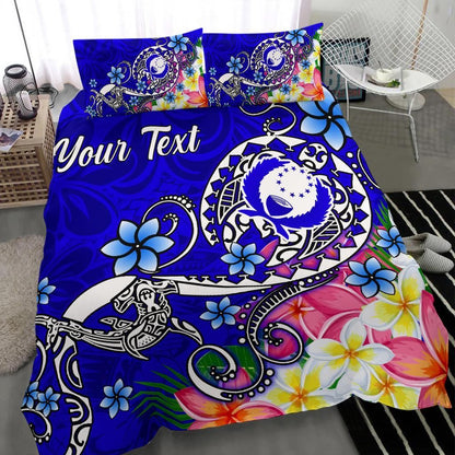Pohnpei Custom Personalised Bedding Set - Turtle Plumeria (Blue)