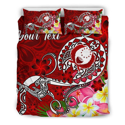 Pohnpei Custom Personalised Bedding Set - Turtle Plumeria (Red)