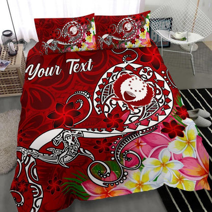 Pohnpei Custom Personalised Bedding Set - Turtle Plumeria (Red)
