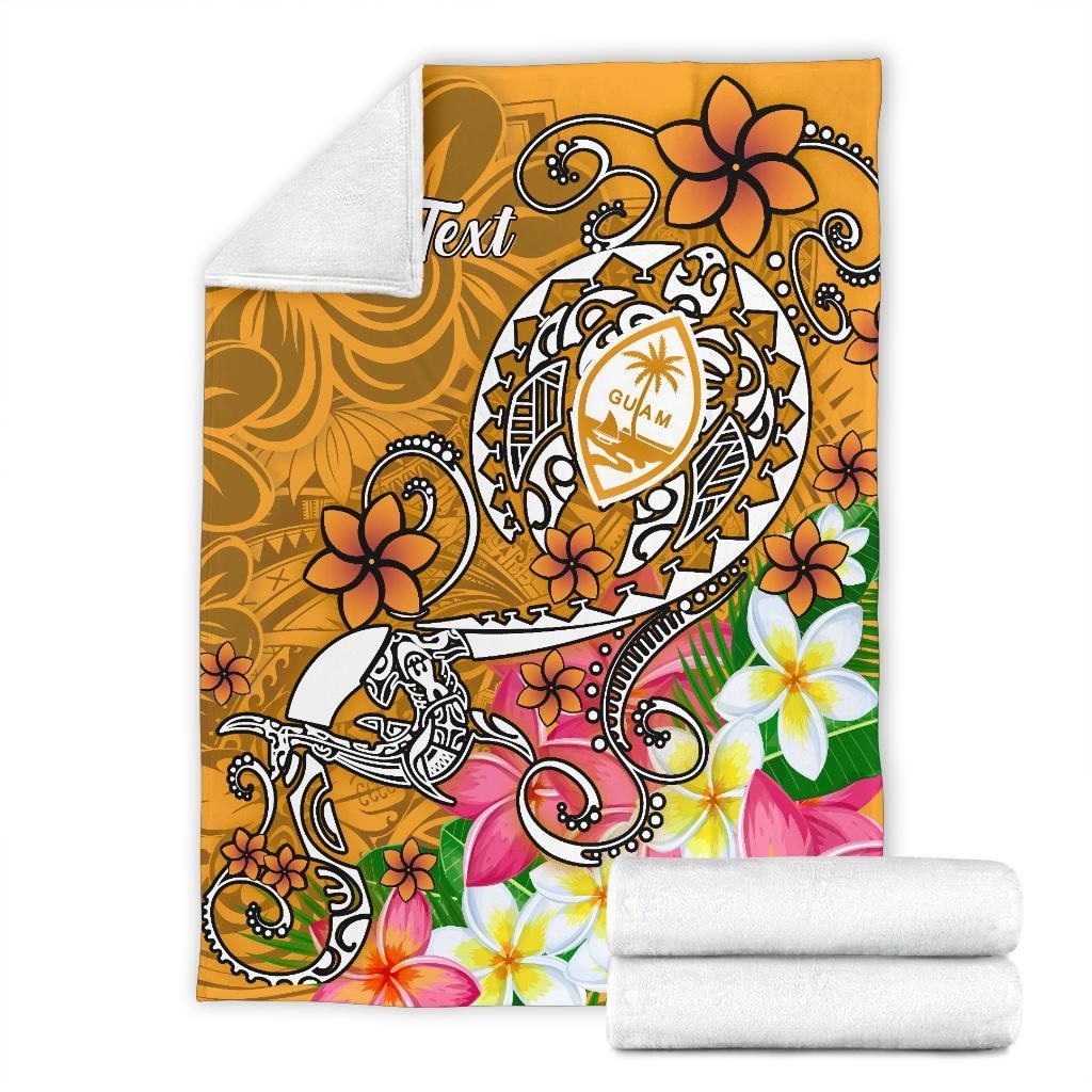Guam Custom Personalised  Premium Blanket- Turtle Plumeria (Gold)