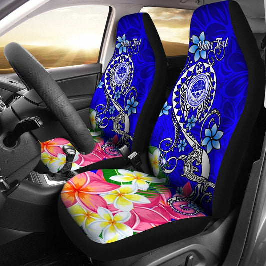 FSM Custom Personalised Car Seat Covers - Turtle Plumeria (Blue)