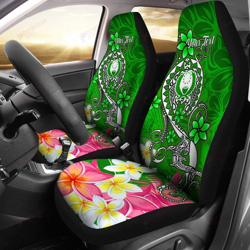 Pohnpei Custom Personalised Car Seat Covers - Turtle Plumeria (Green)