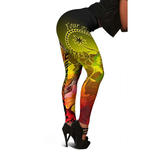 [Custom Personalised] Chuuk Legging - Humpback Whale with Tropical Flowers (Yellow)