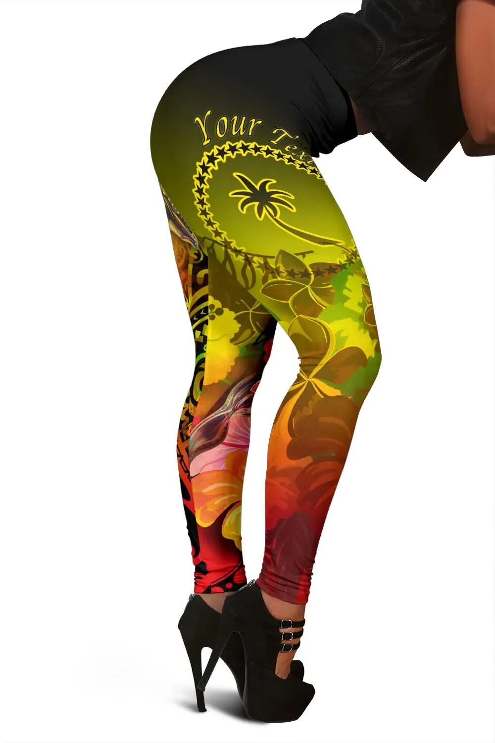 [Custom Personalised] Chuuk Legging - Humpback Whale with Tropical Flowers (Yellow)