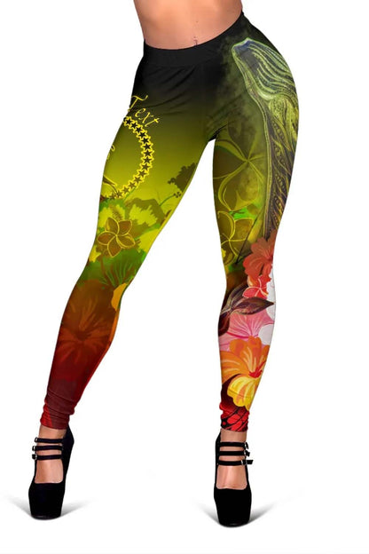 [Custom Personalised] Chuuk Legging - Humpback Whale with Tropical Flowers (Yellow)