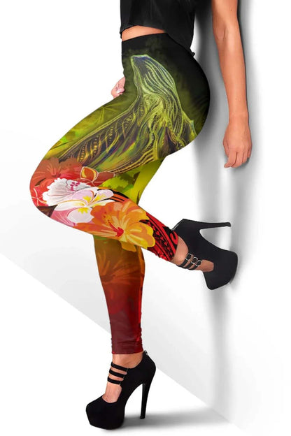 [Custom Personalised] Chuuk Legging - Humpback Whale with Tropical Flowers (Yellow)