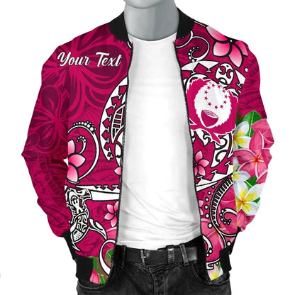 Pohnpei Custom Personalised Bomber Jacket - Turtle Plumeria (Pink)