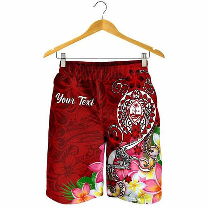 Guam Custom Personalised Men Shorts - Turtle Plumeria (Red)