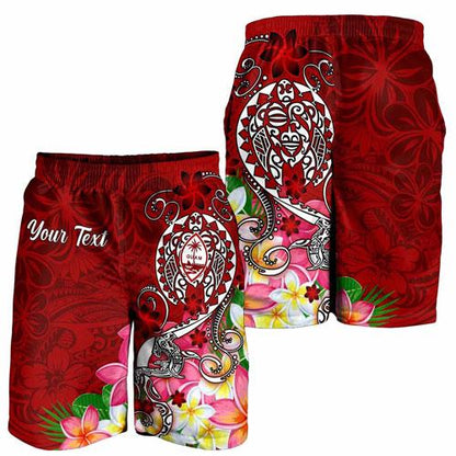 Guam Custom Personalised Men Shorts - Turtle Plumeria (Red)