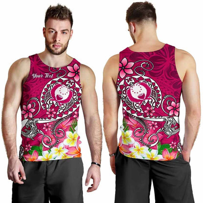 Pohnpei Custom Personalised Men Tank Top - Turtle Plumeria (Pink)