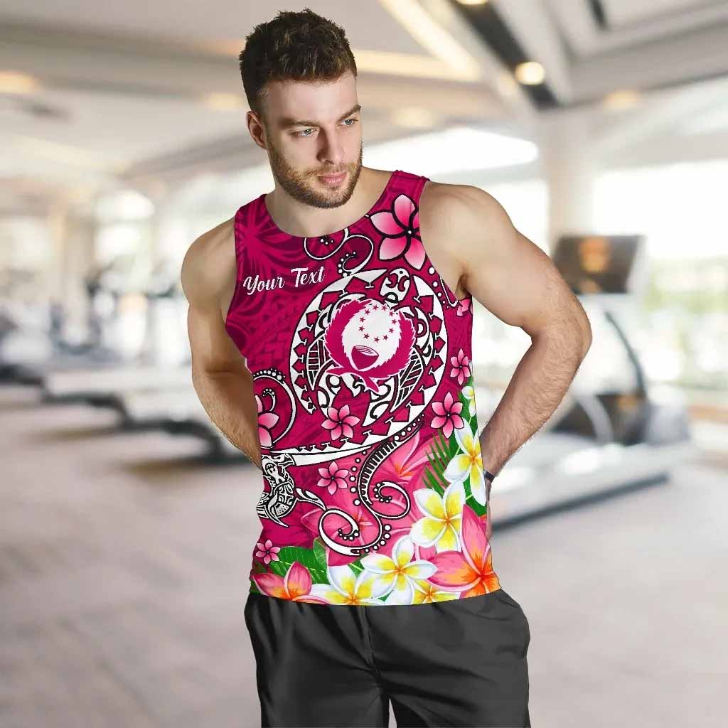 Pohnpei Custom Personalised Men Tank Top - Turtle Plumeria (Pink)