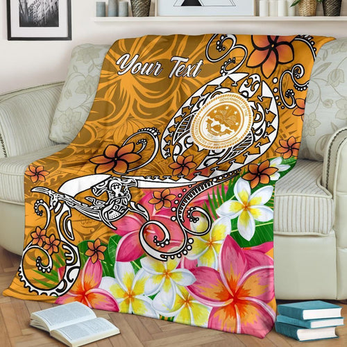 FSM Custom Personalised Premium Blanket - Turtle Plumeria (Gold)
