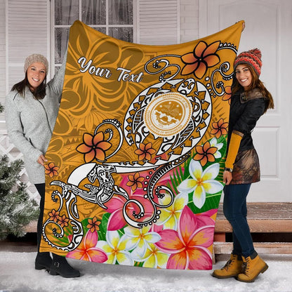 FSM Custom Personalised Premium Blanket - Turtle Plumeria (Gold)