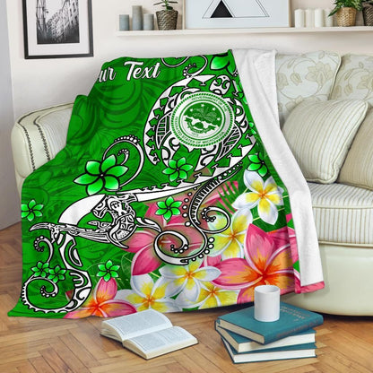 FSM Custom Personalised Premium Blanket - Turtle Plumeria (Green)