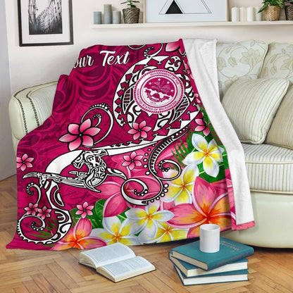 FSM Custom Personalised Premium Blanket - Turtle Plumeria (Pink)