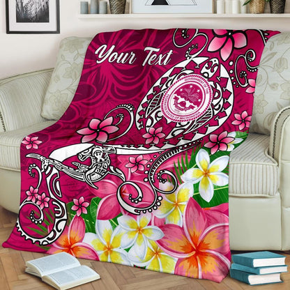 FSM Custom Personalised Premium Blanket - Turtle Plumeria (Pink)
