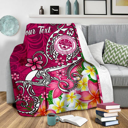 FSM Custom Personalised Premium Blanket - Turtle Plumeria (Pink)
