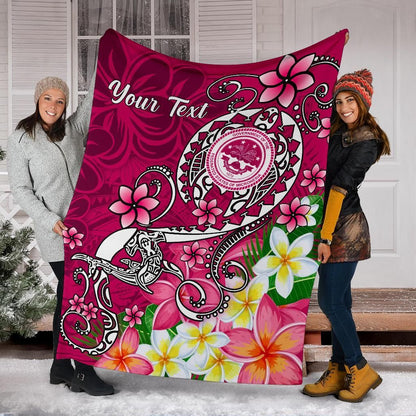 FSM Custom Personalised Premium Blanket - Turtle Plumeria (Pink)