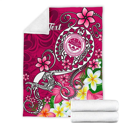 FSM Custom Personalised Premium Blanket - Turtle Plumeria (Pink)