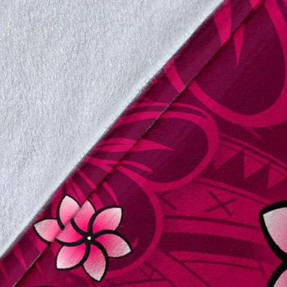 FSM Custom Personalised Premium Blanket - Turtle Plumeria (Pink)