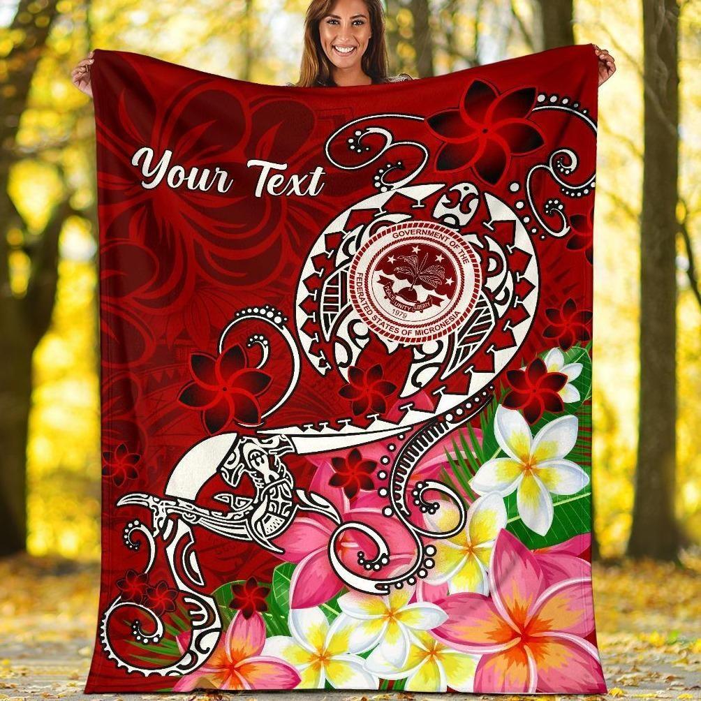 FSM Custom Personalised Premium Blanket - Turtle Plumeria (Red)