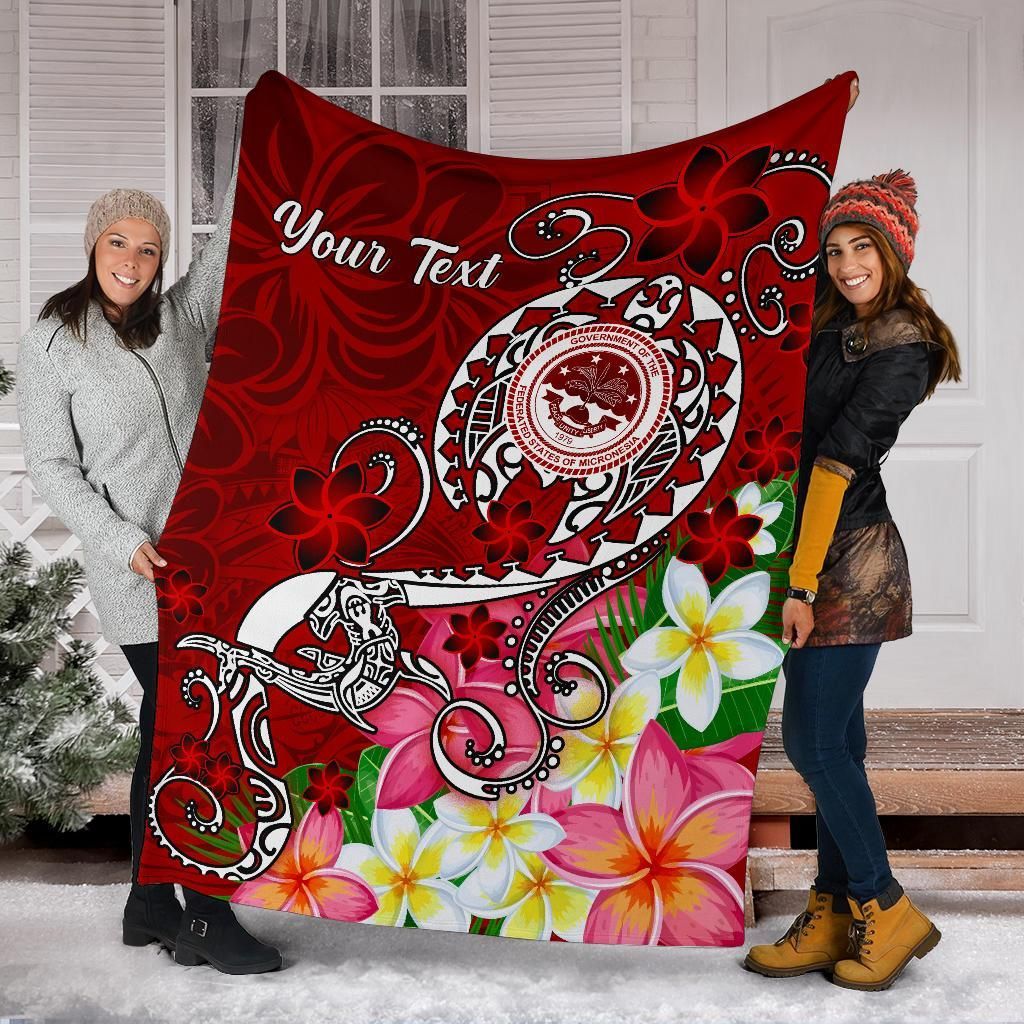 FSM Custom Personalised Premium Blanket - Turtle Plumeria (Red)