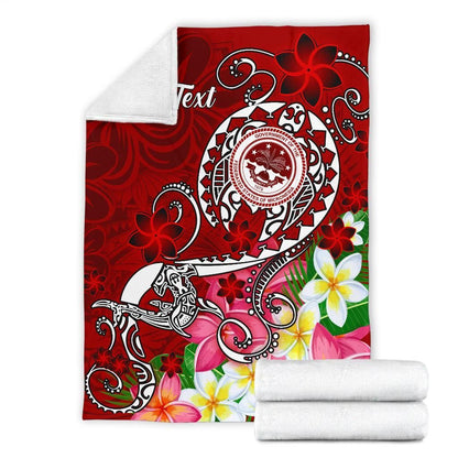 FSM Custom Personalised Premium Blanket - Turtle Plumeria (Red)