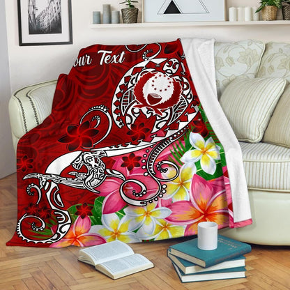 Pohnpei Custom Personalised Premium Blanket - Turtle Plumeria (Red)