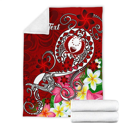 Pohnpei Custom Personalised Premium Blanket - Turtle Plumeria (Red)