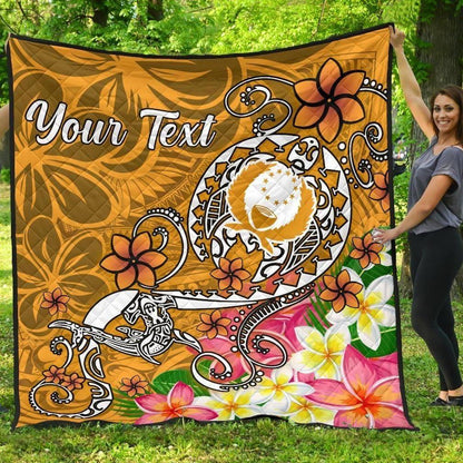Pohnpei Custom Personalised Premium Quilt - Turtle Plumeria (Gold)