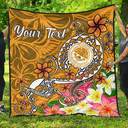 FSM Custom Personalised Premium Quilt - Turtle Plumeria (Gold)
